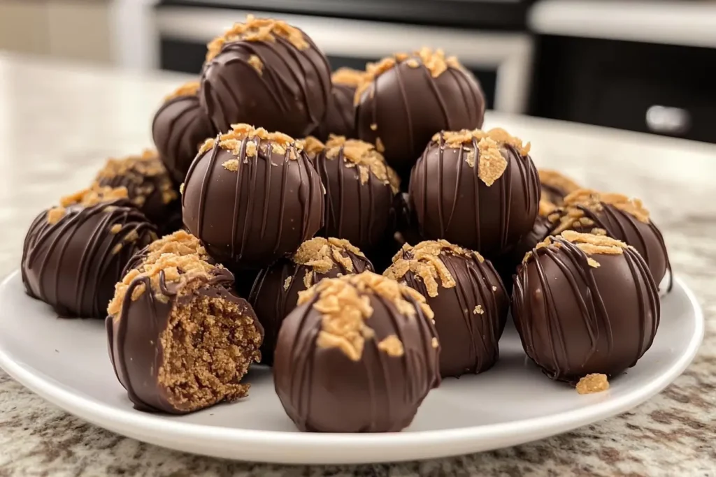 Delightful homemade butterfinger balls ready to serve.