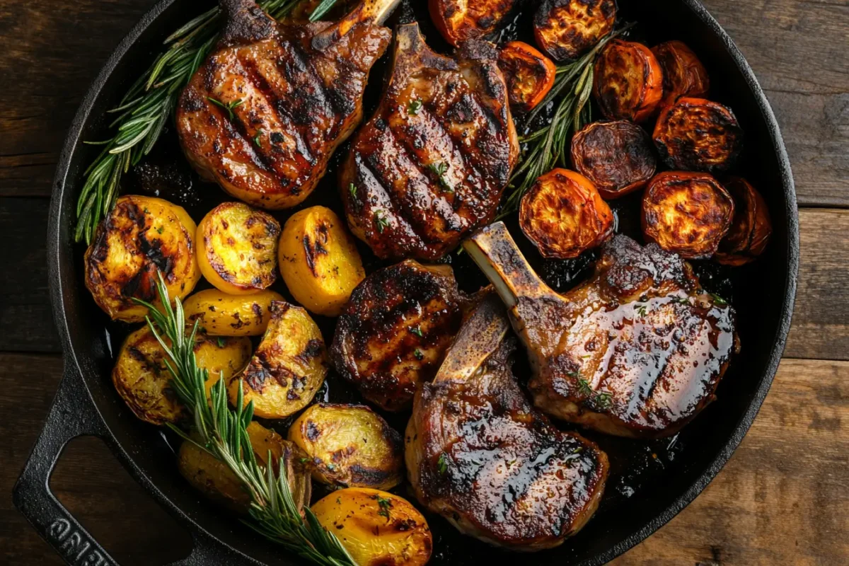 A variety of cooked Turkey Chops with different sauces