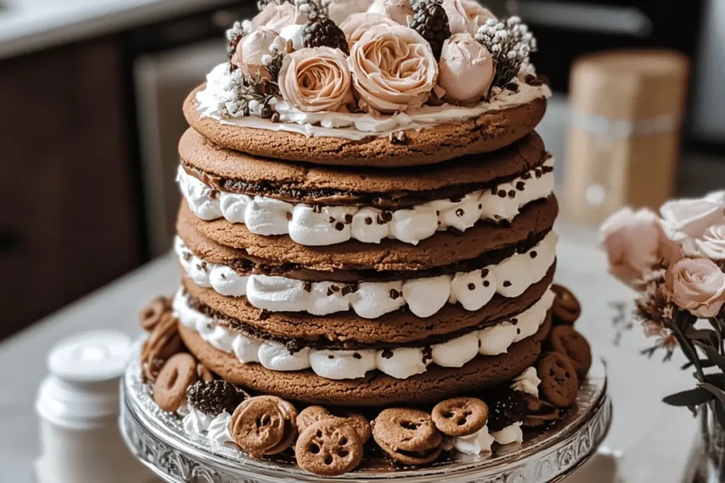 Individual cookie cake wedding cakes displayed as wedding favors.