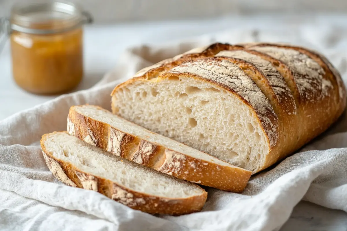 Delicious homemade gluten free sourdough bread loaf.