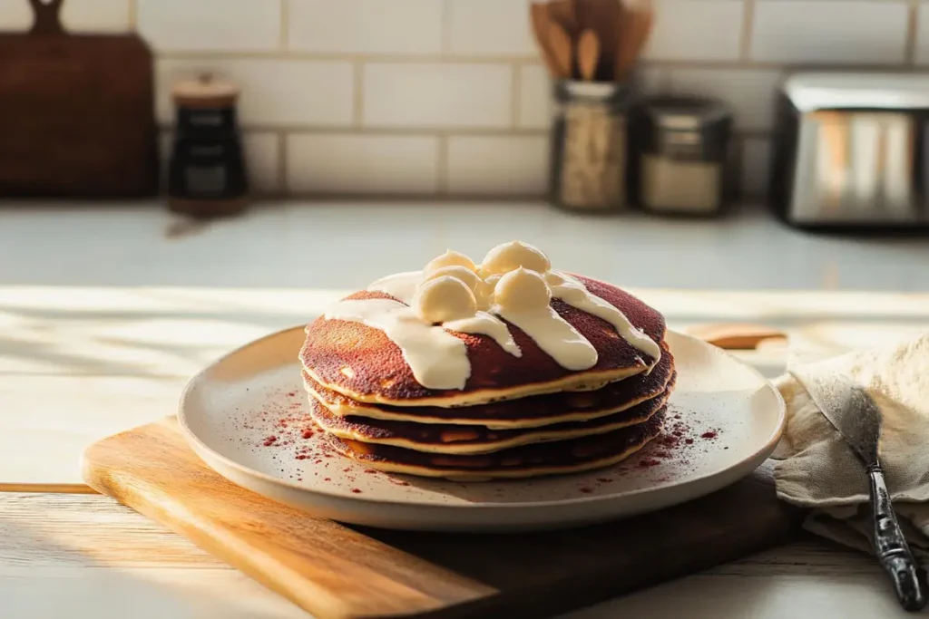 A close-up of a pancake mix batter with vanilla extract added for more flavor.