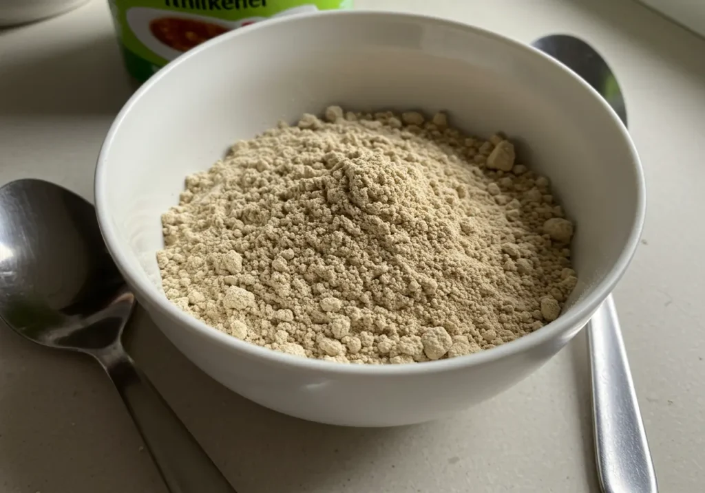 What is a gluten-free thickener for soup? Showing a mixture of rice flour.