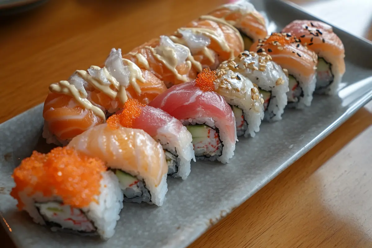 What is the difference between a Philadelphia roll and an Alaska roll, highlighting each roll's unique composition.