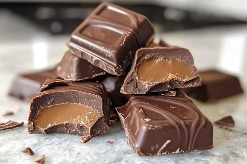 Variety of caramel chocolate truffles