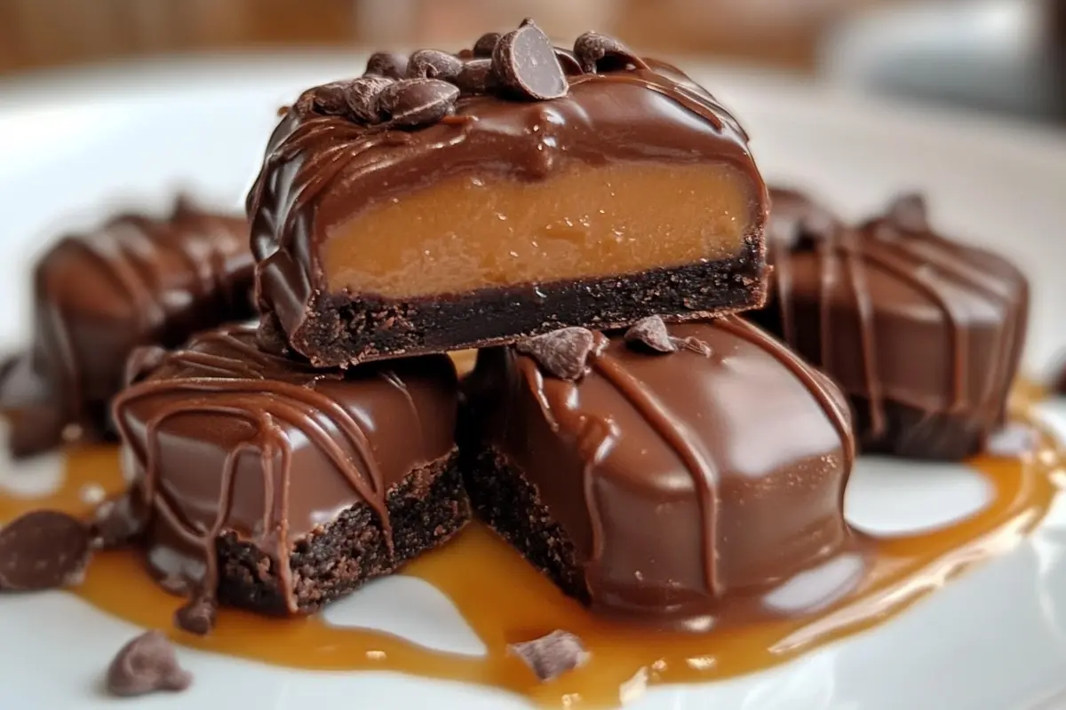 Delicious caramel chocolate pieces