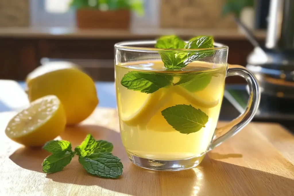 Lemon balm recipe for weight loss, with fresh lemon balm leaves.