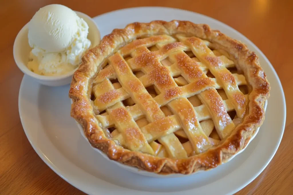 Sourdough apple pie with a golden crust and delicious filling.