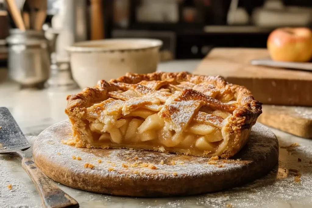 Sourdough apple pie with a golden crust and delicious filling.