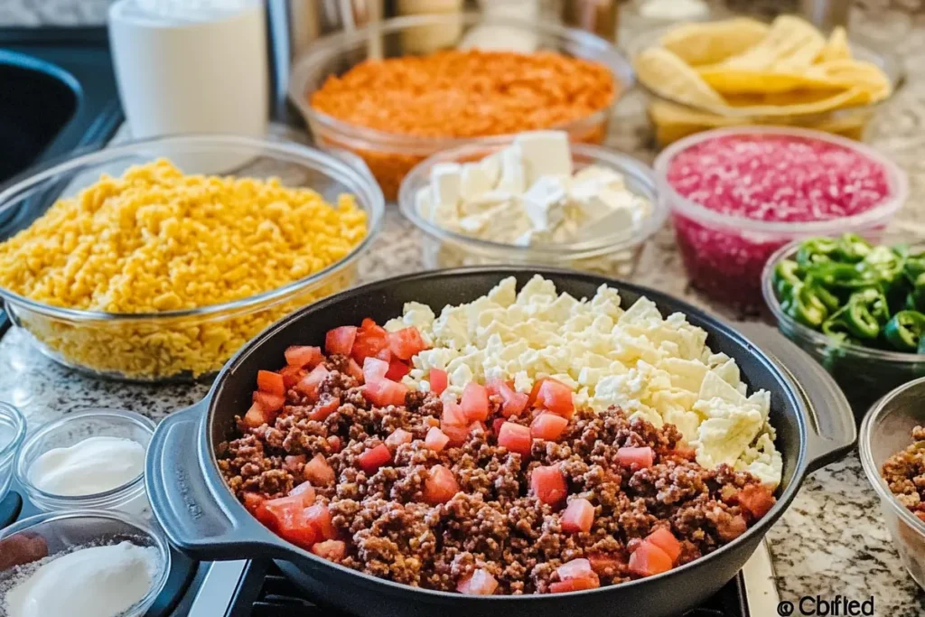  Ingredients for making a walking taco casserole recipe.